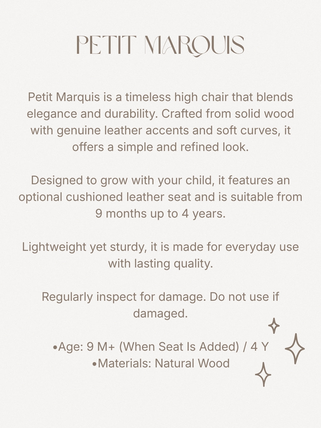 Petit Marquis High Chair Leather Seat